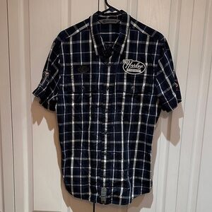 Harley-Davidson Men's Navy Checkered Shirt